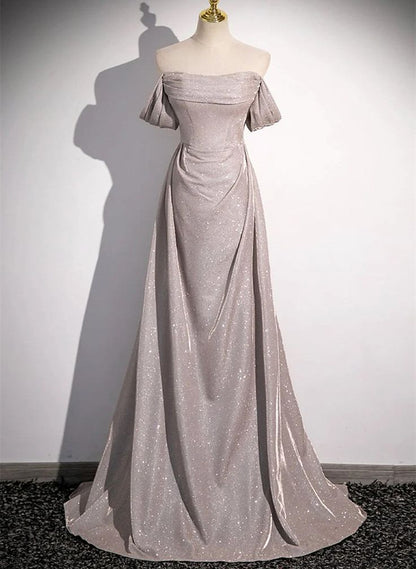 A-line Off Shoulder Sweetheart Long Evening Dress Prom Dress HZ1024