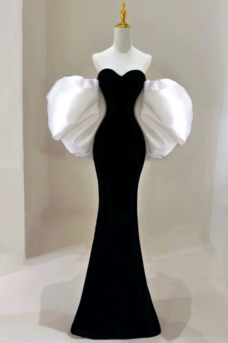 Gorgeous Sheath Off The Shoulder Black Velvet Evening Dress Prom Dresses Birthday Outfits HZ1024