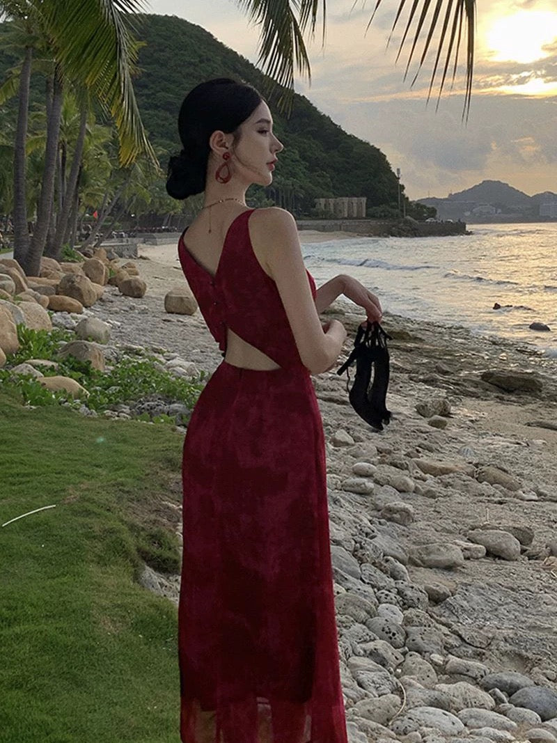 Gorgeous Sheath Spaghetti Straps Burgundy Evening Dress Prom Dresses Birthday Outfits HZ1024