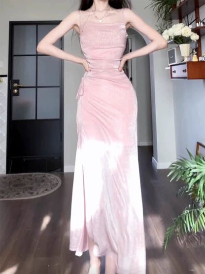 Sexy Sheath Spaghetti Straps Pink Sequin Evening Dress Prom Dresses Birthday Outfits HZ1024