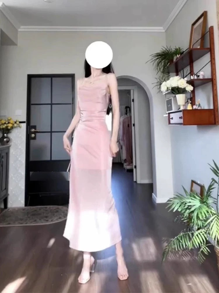 Sexy Sheath Spaghetti Straps Pink Sequin Evening Dress Prom Dresses Birthday Outfits HZ1024