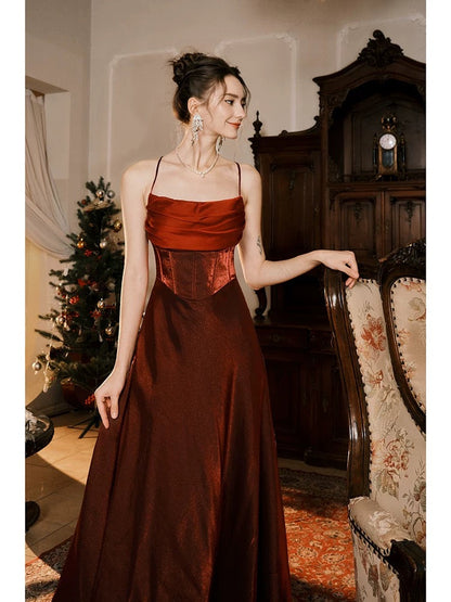 Pretty Mermaid Spaghetti Straps Burgundy Long Prom Dresses Party Evening Dress HZ1024