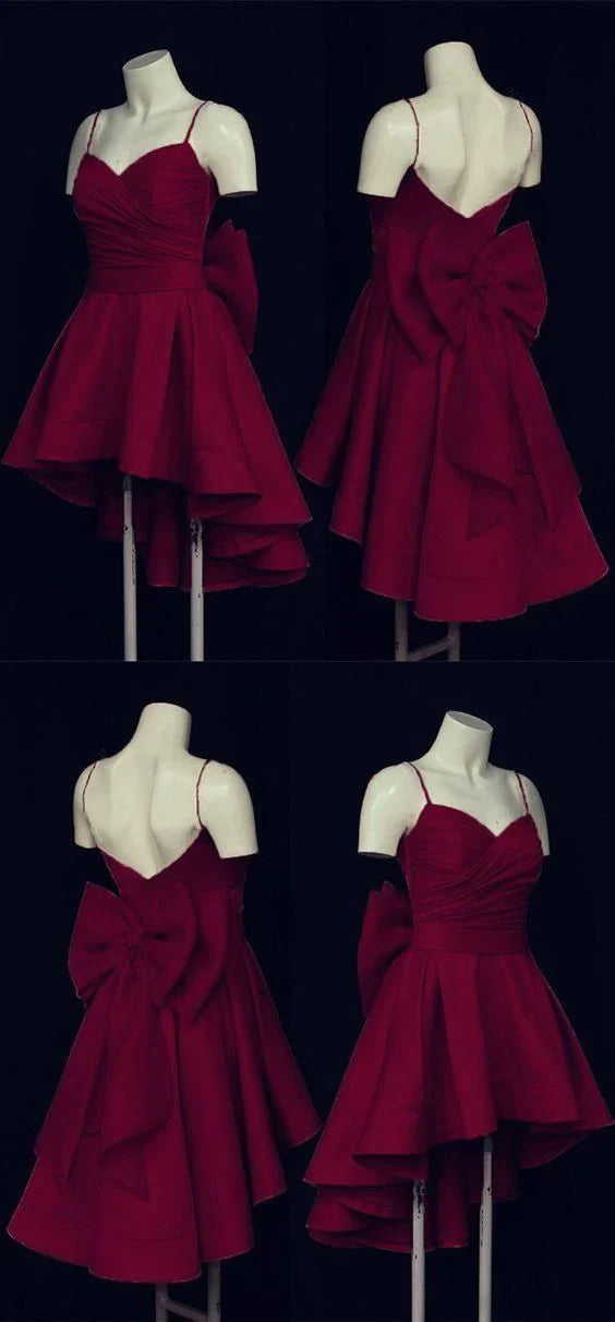 girlhomeshops--Stylish And Simple Short Satin Homecoming Dress gh5632