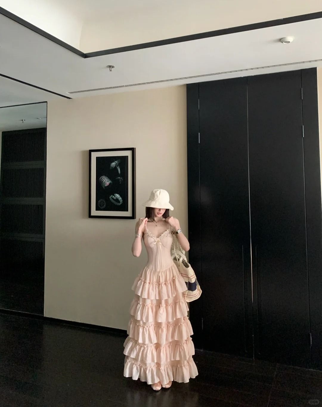 Sweet A Line Spaghetti Straps Satin Tiered Chiffon Long Prom Dress, Evening Dress HZ1024