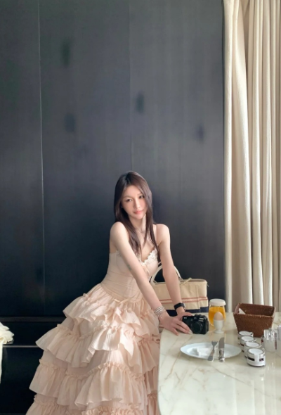 Sweet A Line Spaghetti Straps Satin Tiered Chiffon Long Prom Dress, Evening Dress HZ1024