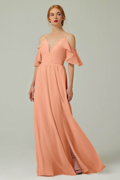 A-Line Floor Length Chiffon Bridesmaid Dress CB0236