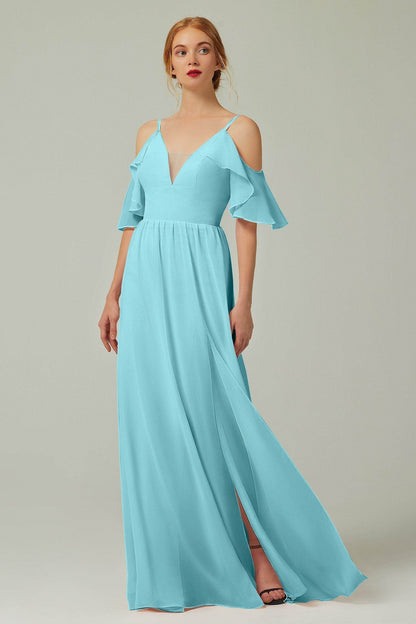 A-Line Floor Length Chiffon Bridesmaid Dress CB0236