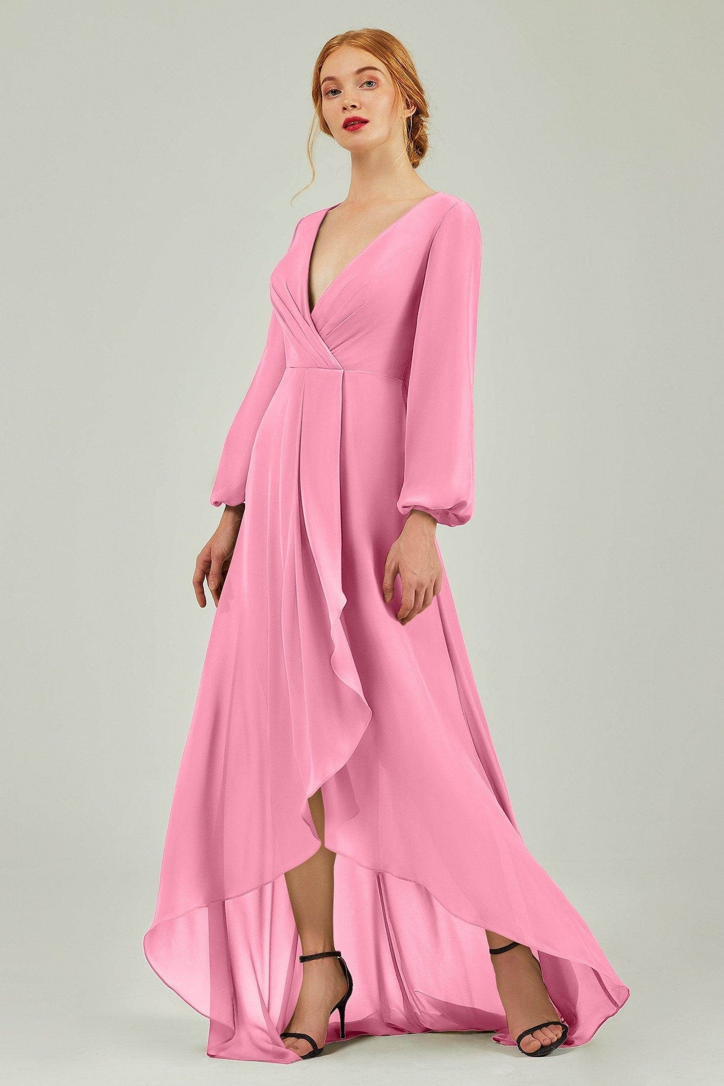 Asymmetrical Sweep-Brush Chiffon Bridesmaid Dress Formal Dresses CB0239