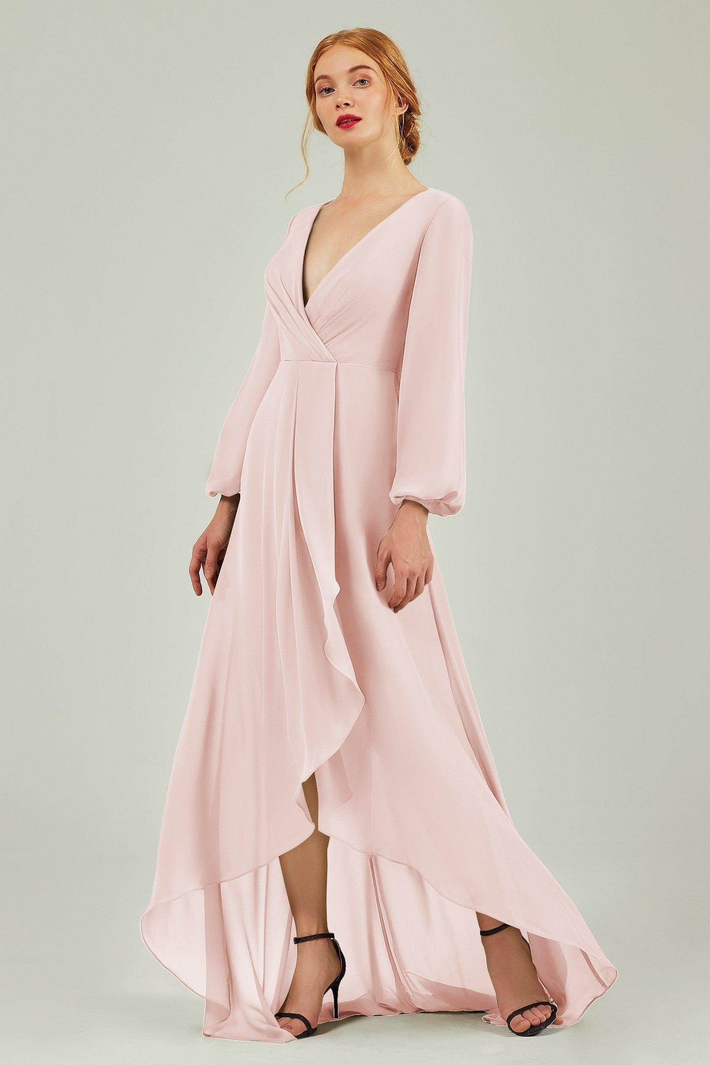 Asymmetrical Sweep-Brush Chiffon Bridesmaid Dress Formal Dresses CB0239