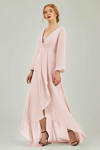 Asymmetrical Sweep-Brush Chiffon Bridesmaid Dress Formal Dresses CB0239