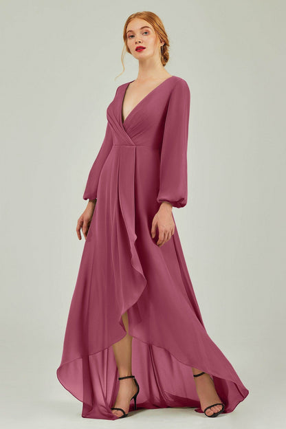 Asymmetrical Sweep-Brush Chiffon Bridesmaid Dress Formal Dresses CB0239