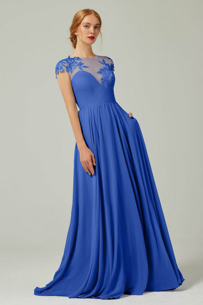 A-Line Sweep-BrushTrain Chiffon Bridesmaid Dress CB0248