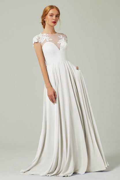 A-Line Sweep-BrushTrain Chiffon Bridesmaid Dress CB0248