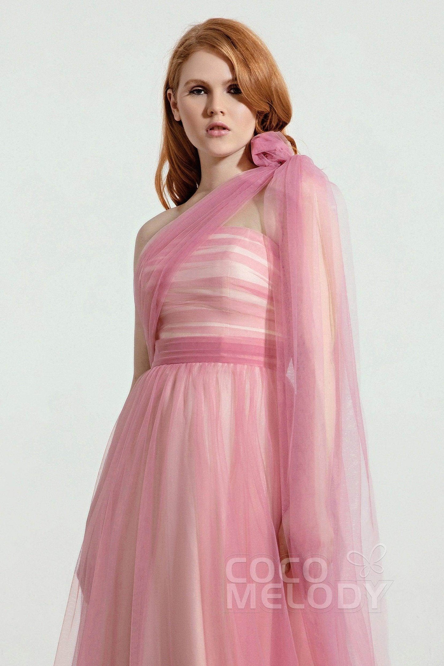 A-Line Tulle/Elastic Silk like Satin Bridesmaid Dress CB0262