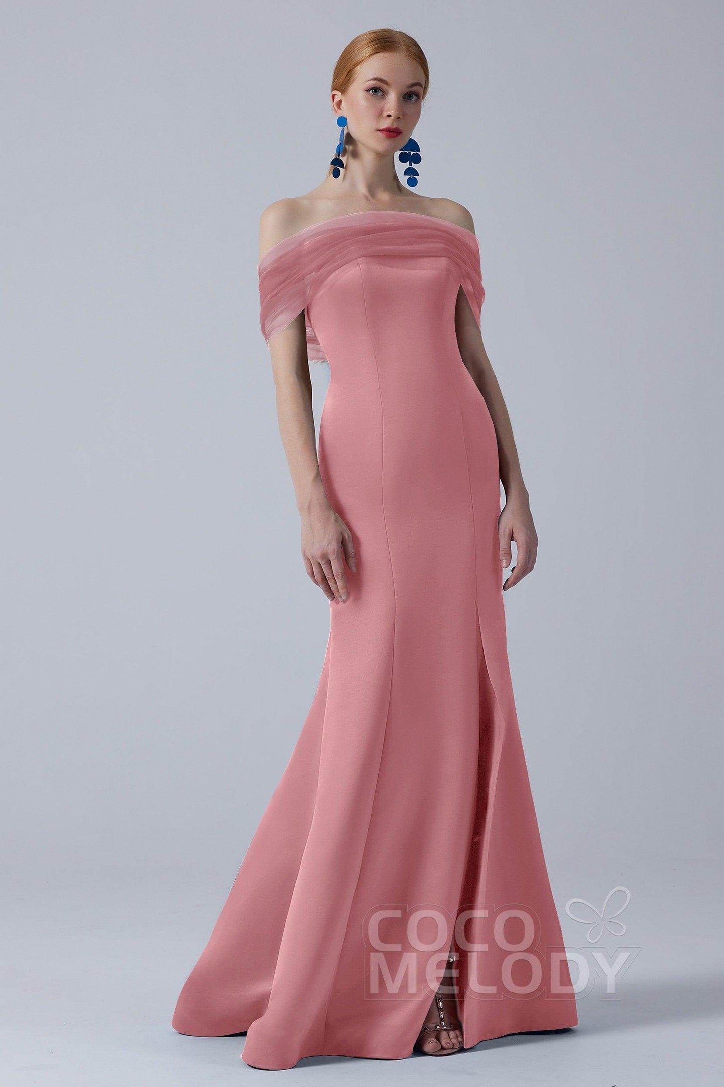 Trumpet-Mermaid Sweep-Brush Train Satin Dress CB0264
