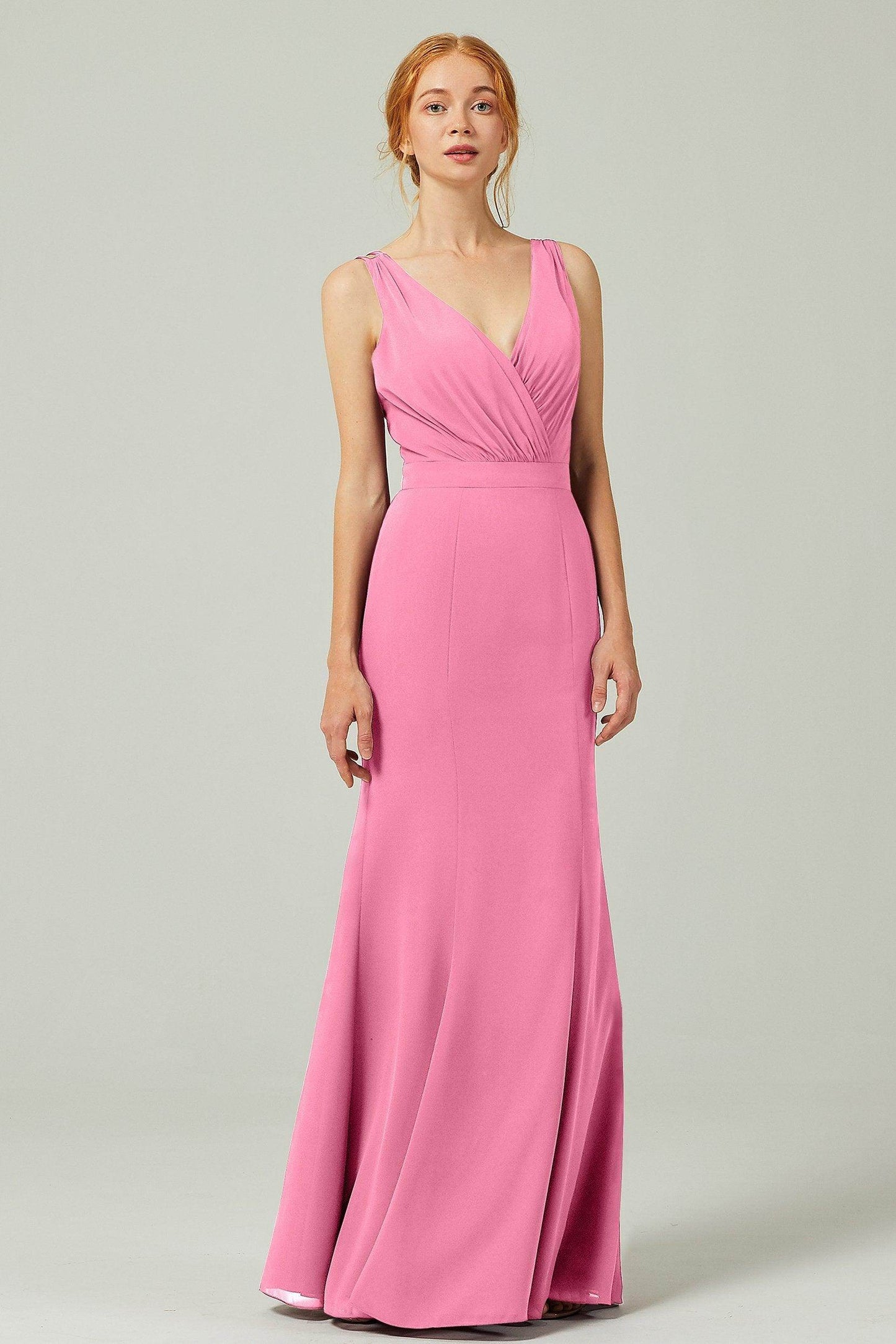 Sheath-Column Floor Length Chiffon Bridesmaid Dress CB0291