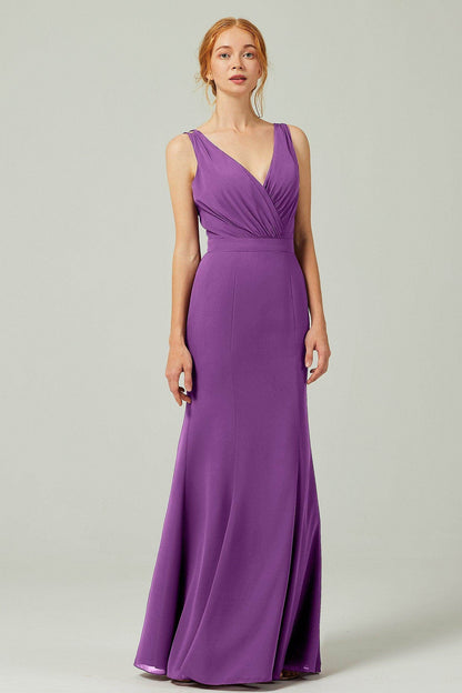 Sheath-Column Floor Length Chiffon Bridesmaid Dress CB0291