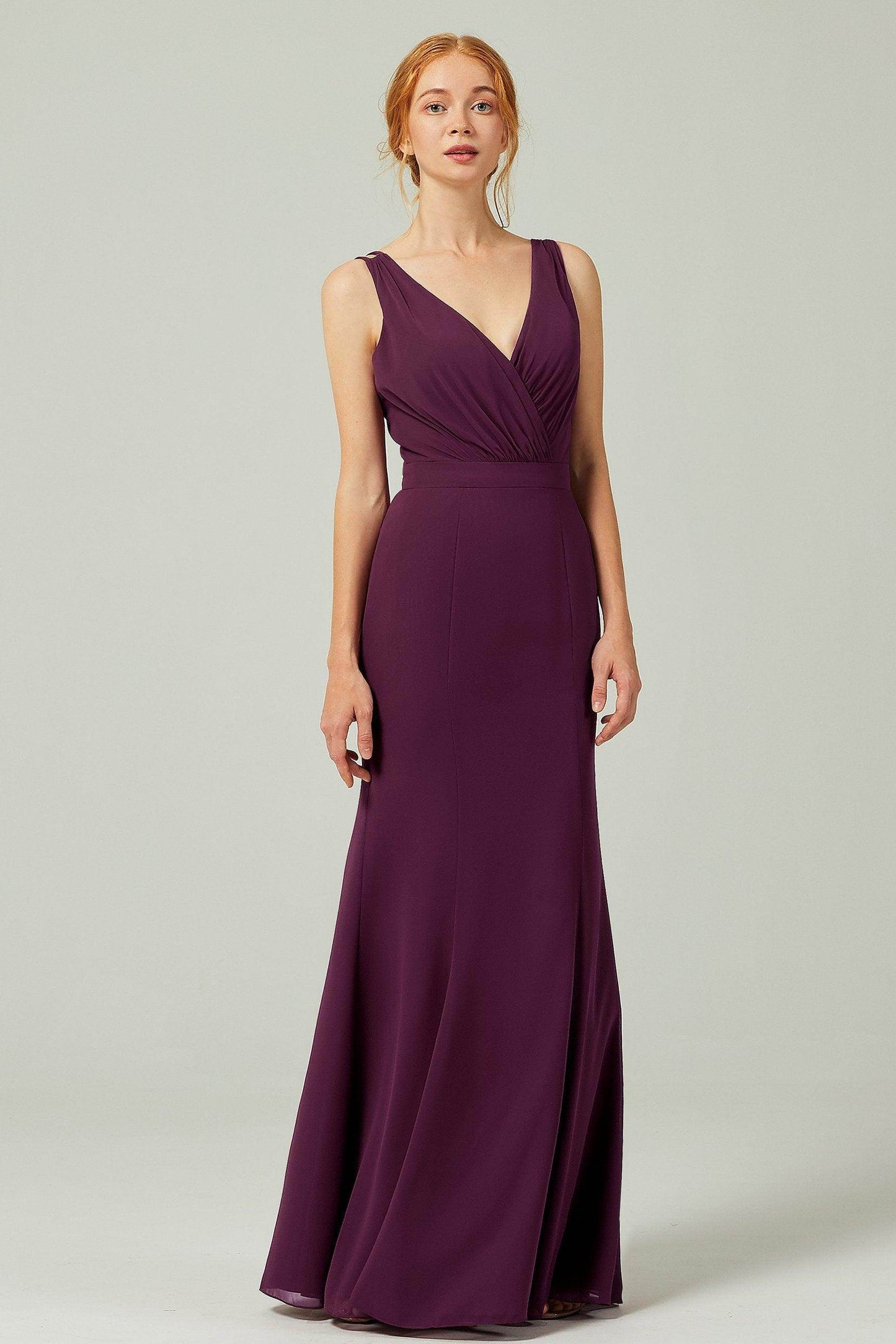 Sheath-Column Floor Length Chiffon Bridesmaid Dress CB0291