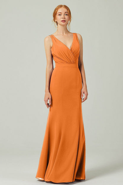 Sheath-Column Floor Length Chiffon Bridesmaid Dress CB0291