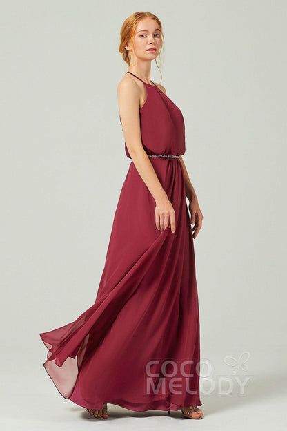 A-Line Floor Length Chiffon Bridesmaid Dress CB0292