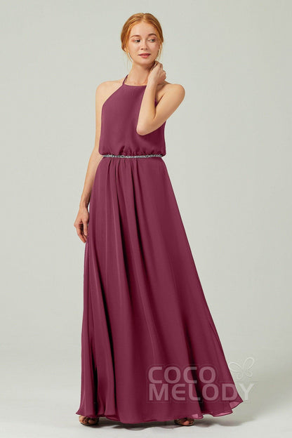 A-Line Floor Length Chiffon Bridesmaid Dress CB0292