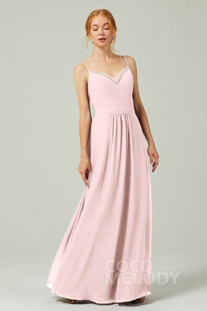 A-Line Floor Length Chiffon Bridesmaid Dress CB0293