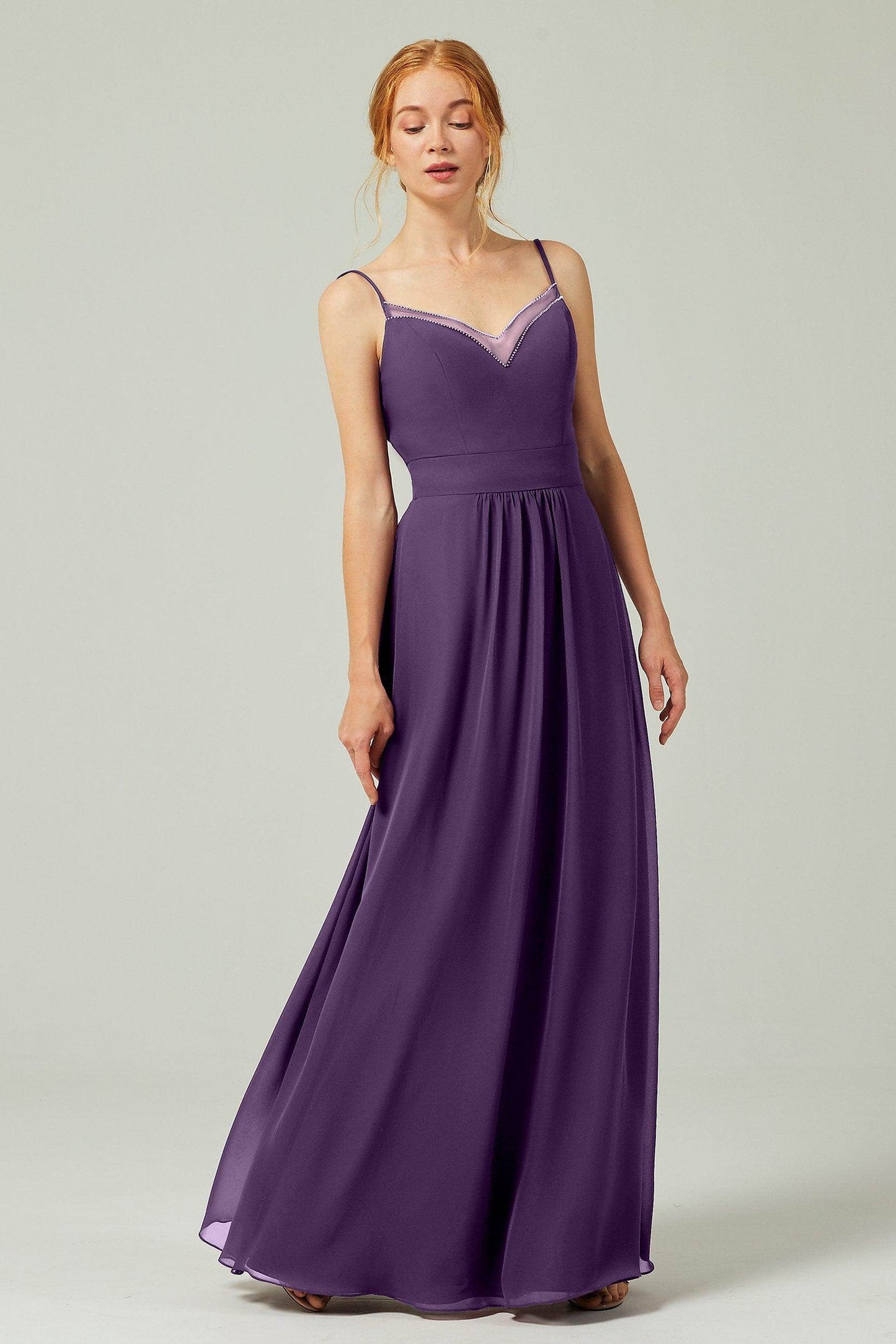A-Line Floor Length Chiffon Bridesmaid Dress CB0293