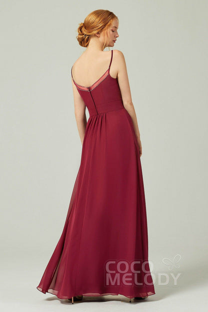 A-Line Floor Length Chiffon Bridesmaid Dress CB0293