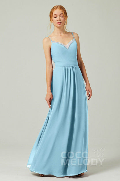 A-Line Floor Length Chiffon Bridesmaid Dress CB0293