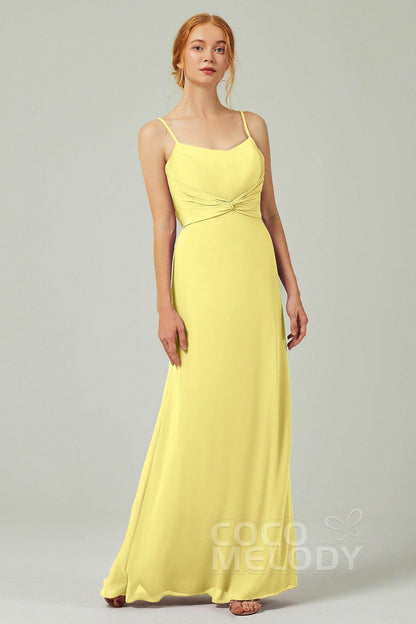 Sheath-Column Floor Length Chiffon Bridesmaid Dress CB0294