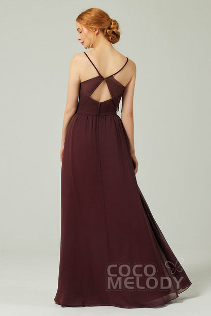 A-Line Floor Length Chiffon Bridesmaid Dress CB0296
