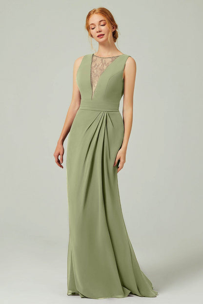Sheath-Column Floor Length Chiffon Bridesmaid Dress Formal Dresses CB0297