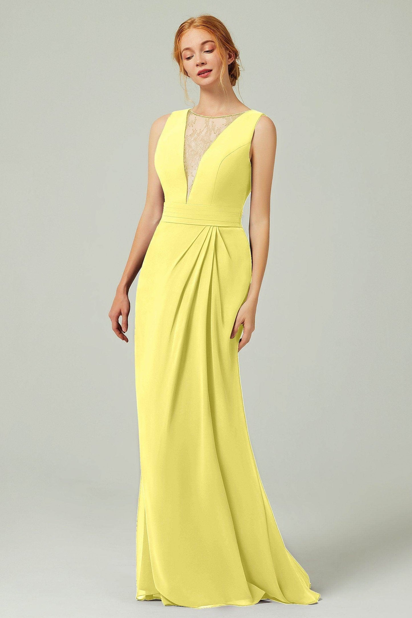 Sheath-Column Floor Length Chiffon Bridesmaid Dress Formal Dresses CB0297