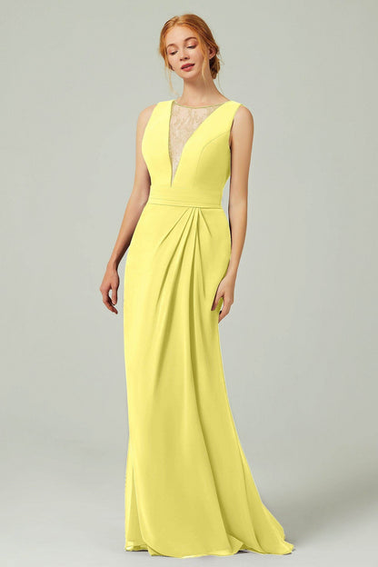 Sheath-Column Floor Length Chiffon Bridesmaid Dress Formal Dresses CB0297