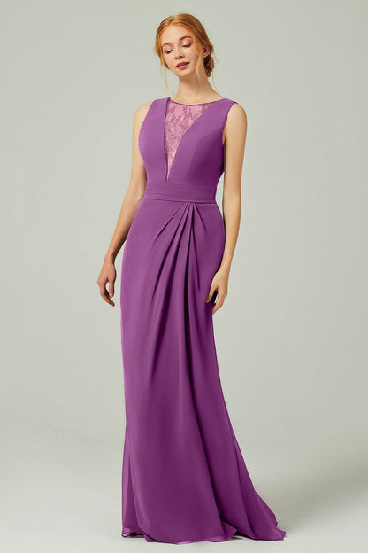 Sheath-Column Floor Length Chiffon Bridesmaid Dress Formal Dresses CB0297