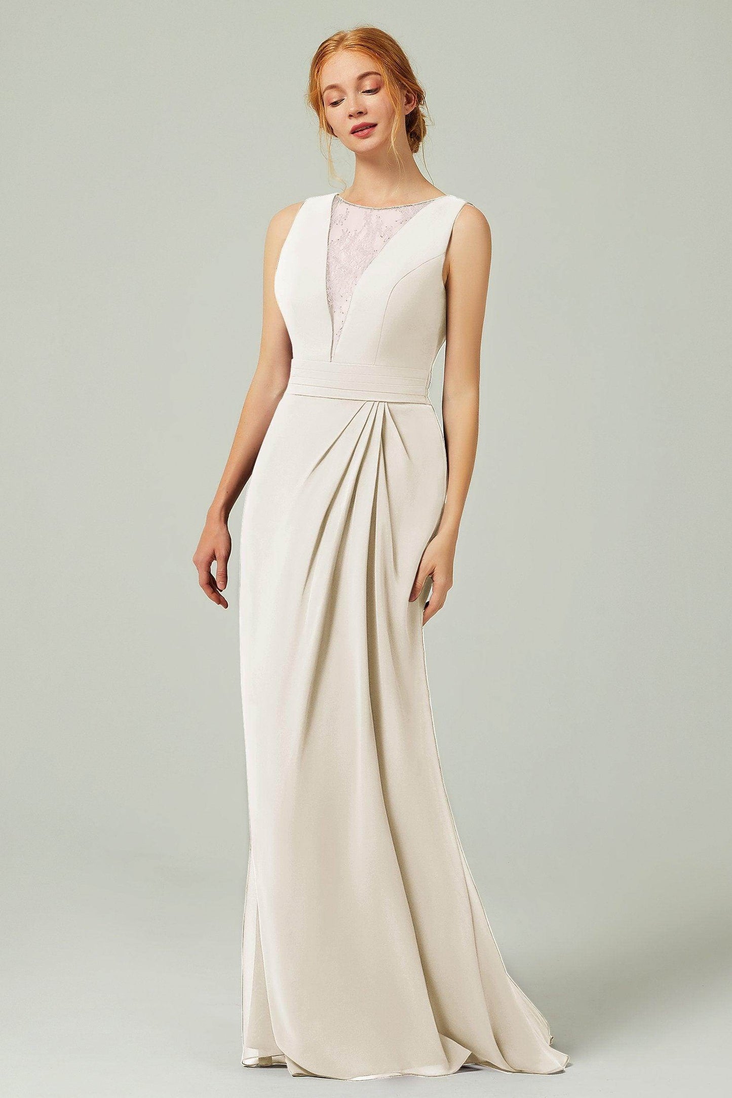 Sheath-Column Floor Length Chiffon Bridesmaid Dress Formal Dresses CB0297