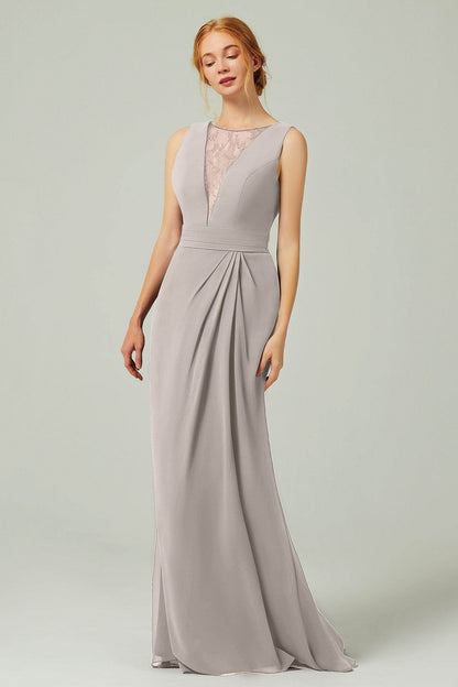Sheath-Column Floor Length Chiffon Bridesmaid Dress Formal Dresses CB0297