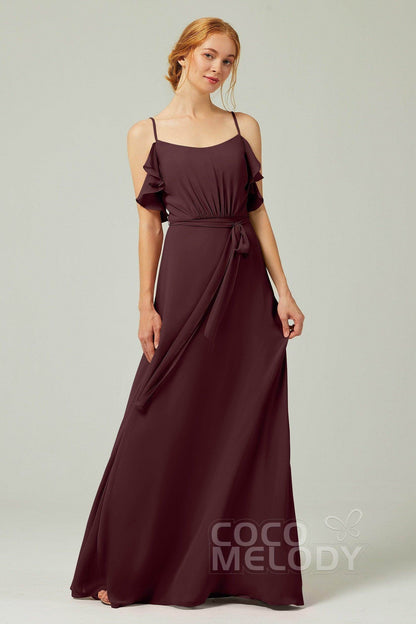 A-Line Floor Length Chiffon Bridesmaid Dress CB0299