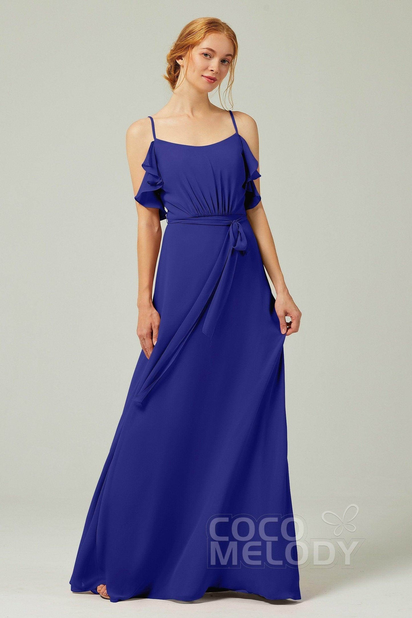 A-Line Floor Length Chiffon Bridesmaid Dress CB0299