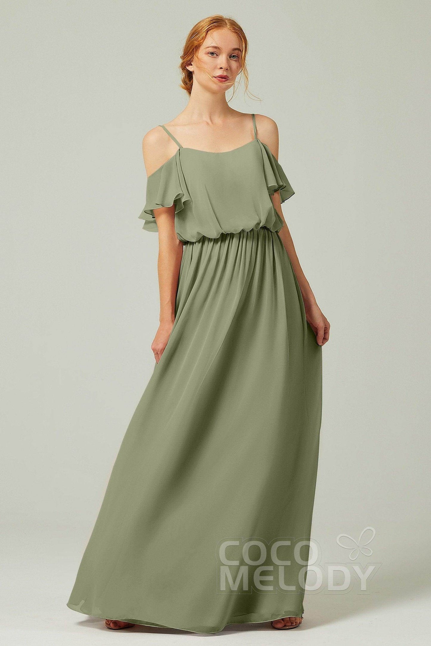 A-Line Floor Length Chiffon Bridesmaid Dress CB0300