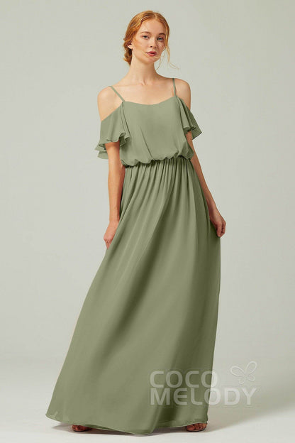 A-Line Floor Length Chiffon Bridesmaid Dress CB0300