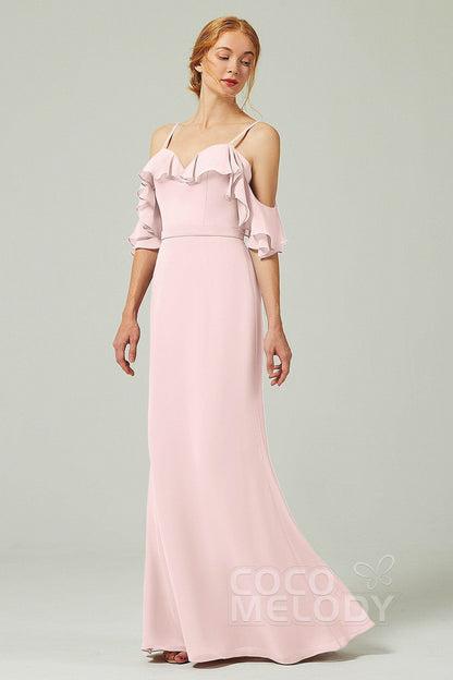 Sheath-Column Floor Length Chiffon Bridesmaid Dress CB0301