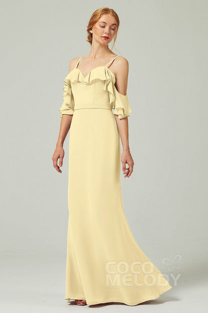 Sheath-Column Floor Length Chiffon Bridesmaid Dress CB0301