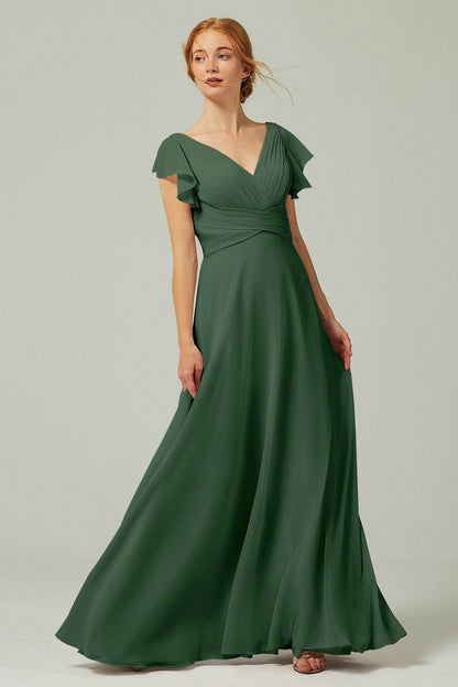 A-Line Floor Length Chiffon Bridesmaid Dress CB0302