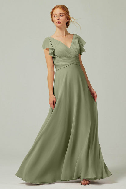 A-Line Floor Length Chiffon Bridesmaid Dress CB0302