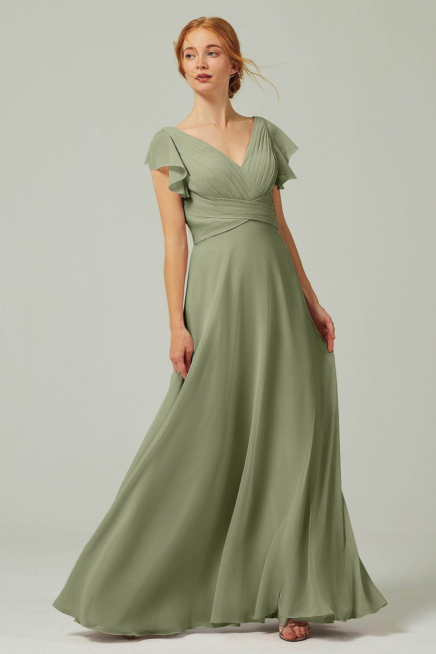 A-Line Floor Length Chiffon Bridesmaid Dress CB0302PS