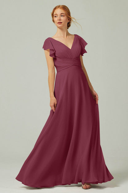 A-Line Floor Length Chiffon Bridesmaid Dress CB0302