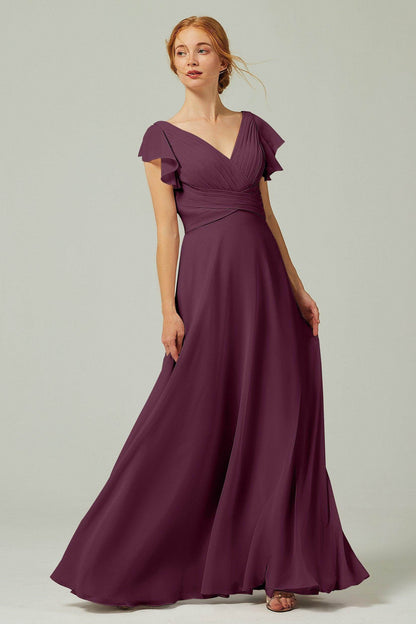 A-Line Floor Length Chiffon Bridesmaid Dress CB0302