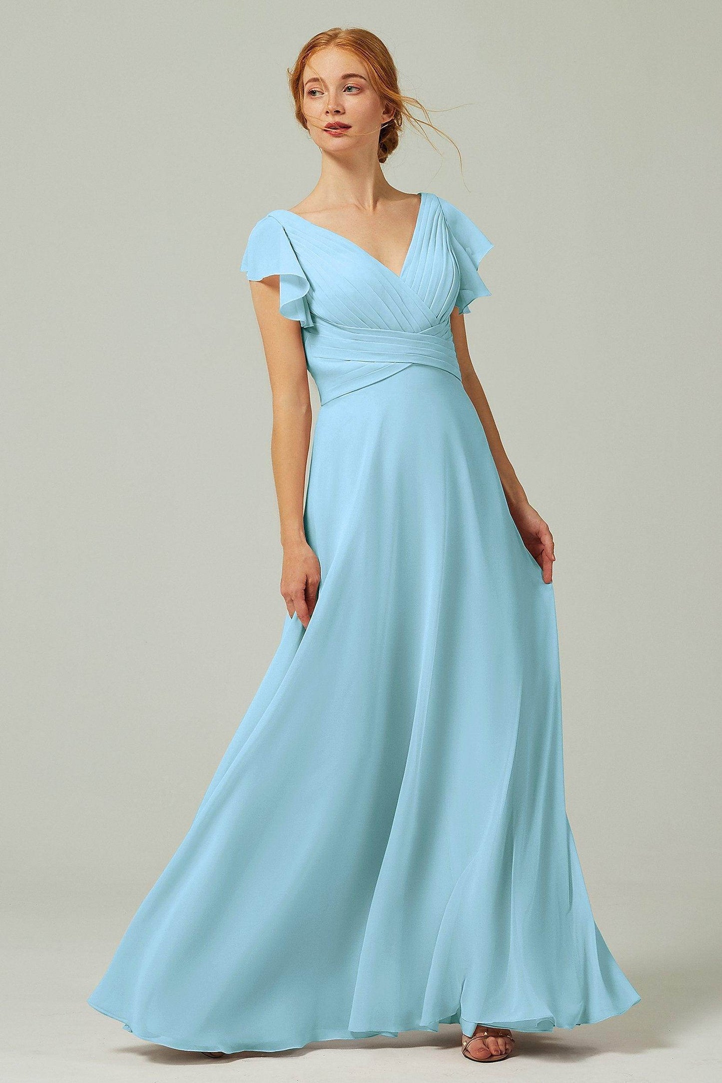 A-Line Floor Length Chiffon Bridesmaid Dress CB0302