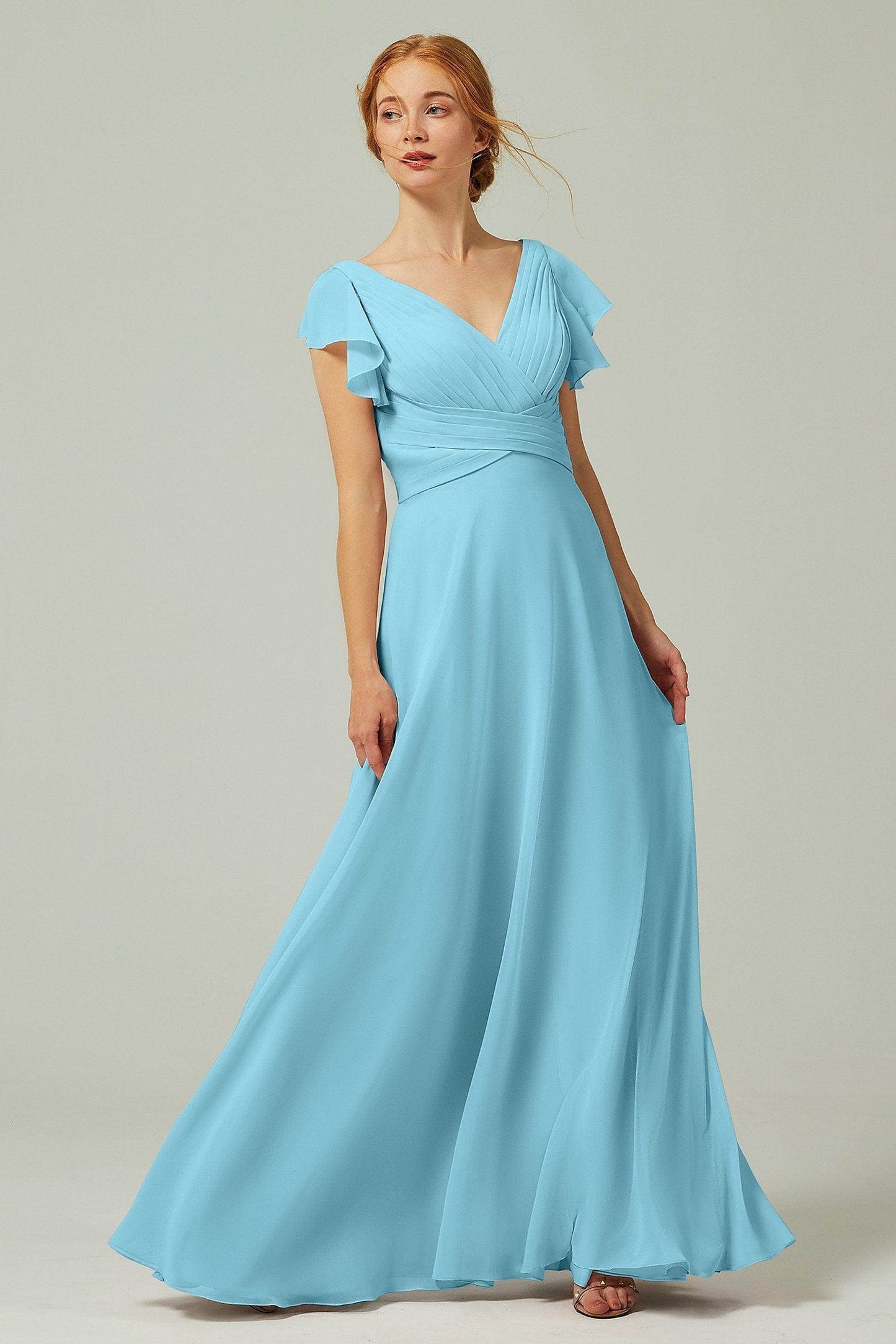 A-Line Floor Length Chiffon Bridesmaid Dress CB0302